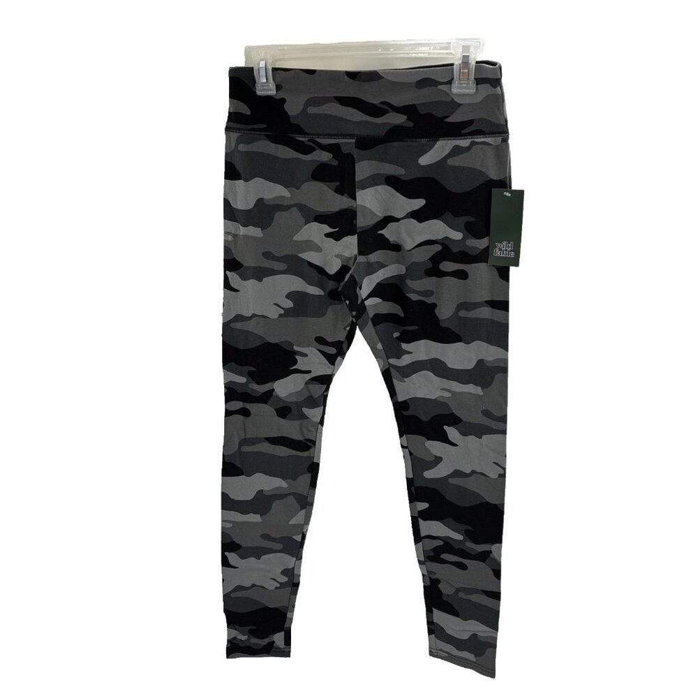 Wild Fable Womens Size M High Rise Leggings Gray Black Camo Print Stretch Pants
